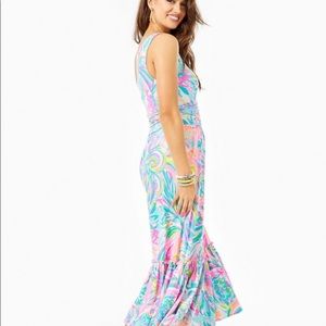 Lilly Pulitzer Mooney MIDI Dress Carnivale Coral M